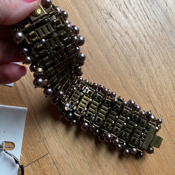 J crew costume set platinum rhinestone beaded bracelet & matching hoops NIB - Picture 8 of 12